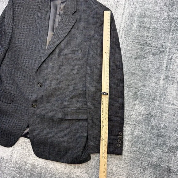 Ralph Lauren Blazer Jacket Mens 44S Gray Blue Plaid Sport Coat Wool Academia - Picture 11 of 13